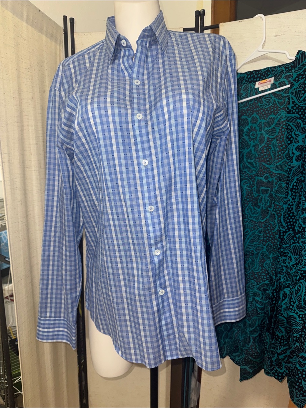 NWT Zachary Prell Textured Shirt xl Blue White 100% Cotton Shirt